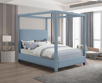Meridian Furniture - Emerson Sky Blue Queen Bed - EmersonSkyBlu-Q veiw 2