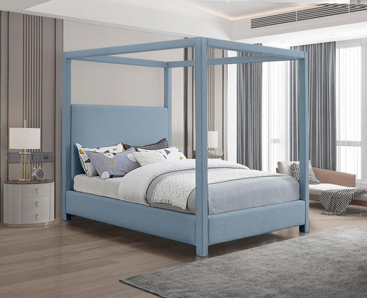 Meridian Furniture - Emerson Sky Blue Queen Bed - EmersonSkyBlu-Q veiw 2