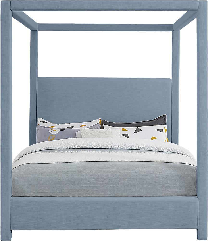 Meridian Furniture - Emerson Sky Blue Queen Bed - EmersonSkyBlu-Q veiw 3