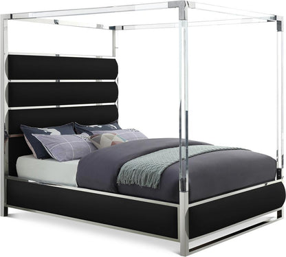 Meridian Furniture - Encore Black Vegan Leather Queen Bed - EncoreBlack-Q veiw 1