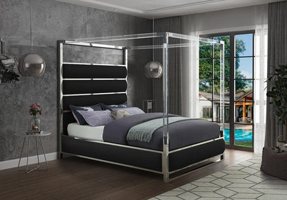 Meridian Furniture - Encore Black Vegan Leather Queen Bed - EncoreBlack-Q veiw 2