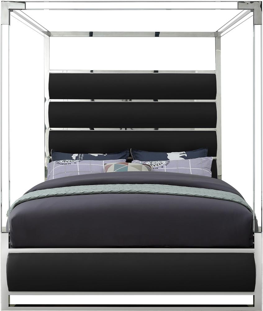 Meridian Furniture - Encore Black Vegan Leather Queen Bed - EncoreBlack-Q veiw 3