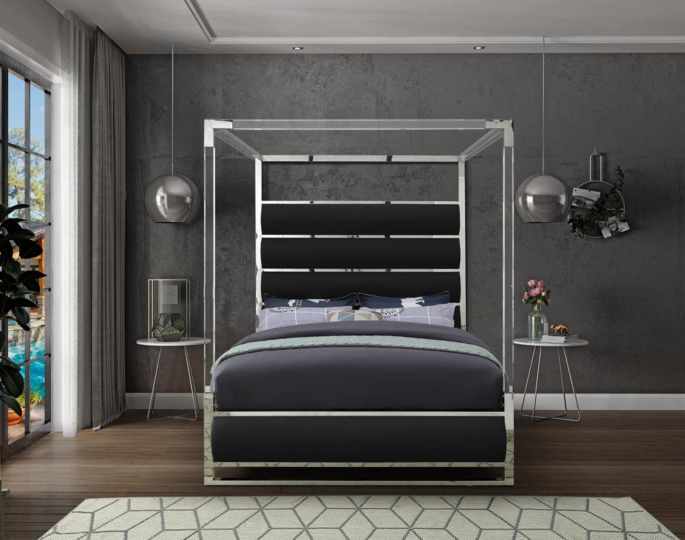 Meridian Furniture - Encore Black Vegan Leather Queen Bed - EncoreBlack-Q veiw 4