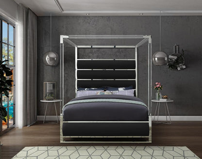 Meridian Furniture - Encore Black Vegan Leather Queen Bed - EncoreBlack-Q veiw 4