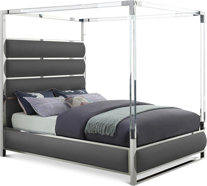 Meridian Furniture - Encore Grey Vegan Leather King Bed - EncoreGrey-K veiw 1