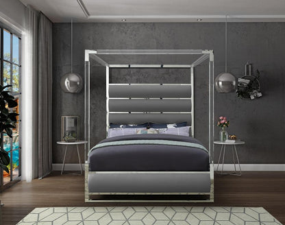 Meridian Furniture - Encore Grey Vegan Leather King Bed - EncoreGrey-K veiw 4