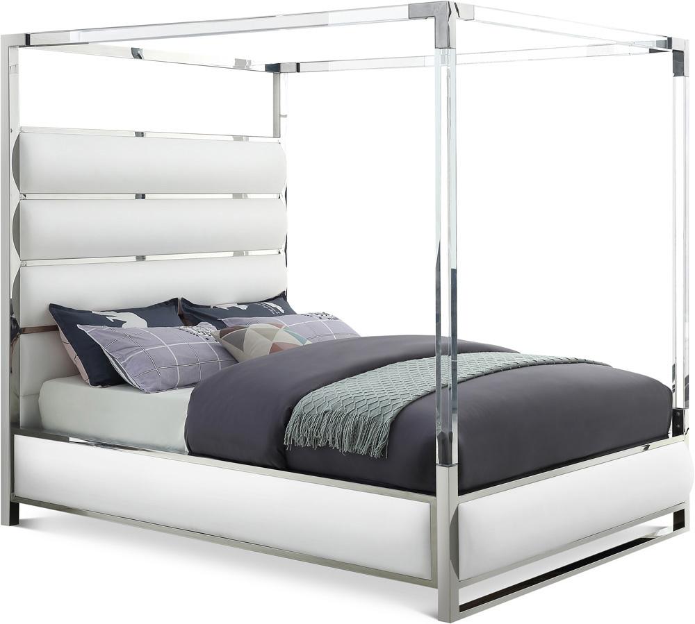 Meridian Furniture - Encore White Vegan Leather Queen Bed - EncoreWhite-Q veiw 1