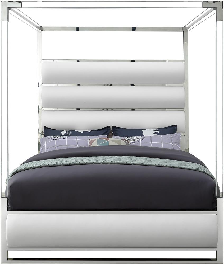 Meridian Furniture - Encore White Vegan Leather Queen Bed - EncoreWhite-Q veiw 3