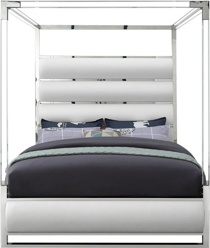 Meridian Furniture - Encore White Vegan Leather Queen Bed - EncoreWhite-Q veiw 3