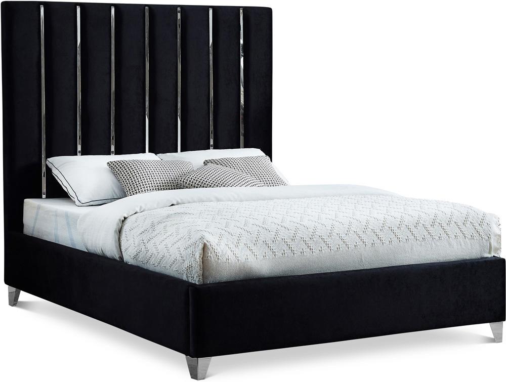 Meridian Furniture - Enzo Black Velvet King Bed - EnzoBlack-K veiw 1