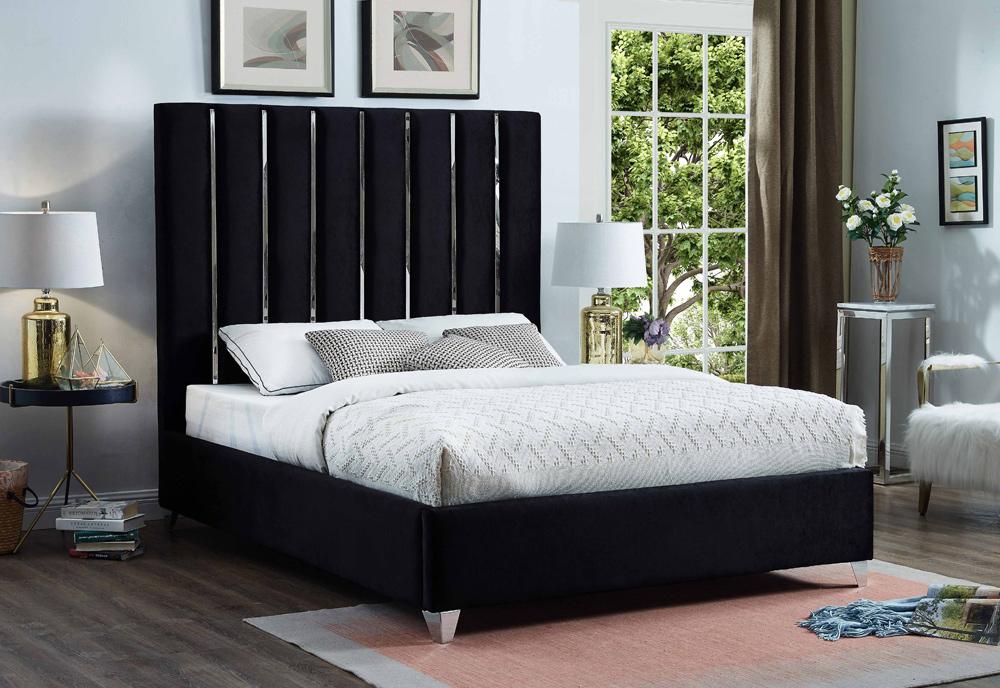 Meridian Furniture - Enzo Black Velvet King Bed - EnzoBlack-K veiw 2