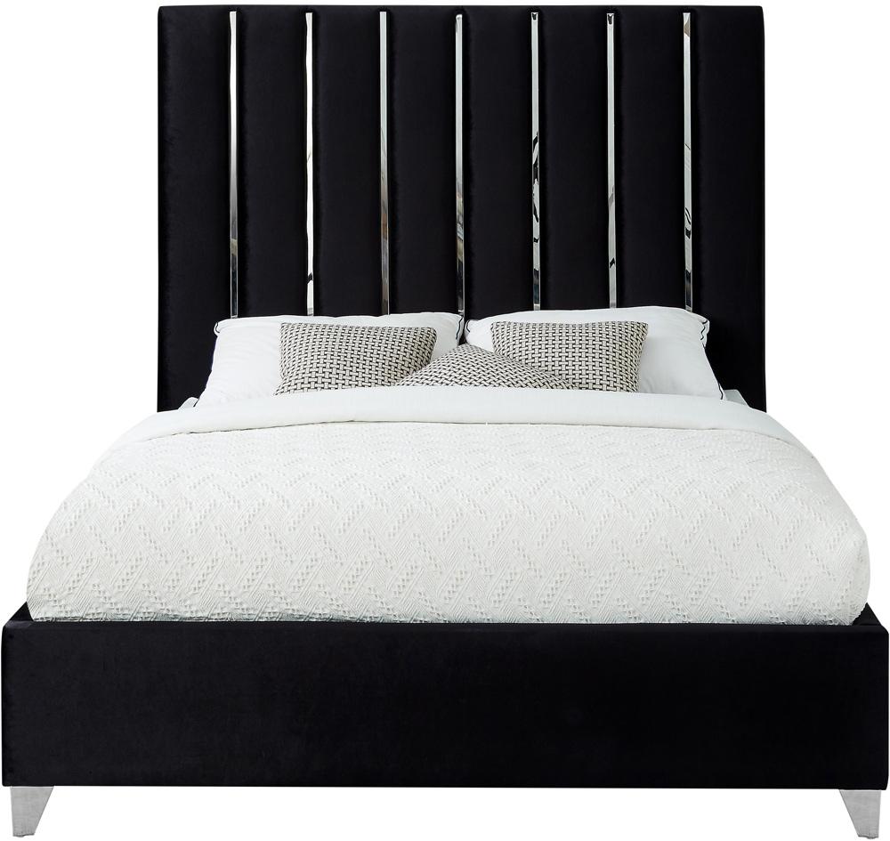 Meridian Furniture - Enzo Black Velvet King Bed - EnzoBlack-K veiw 3