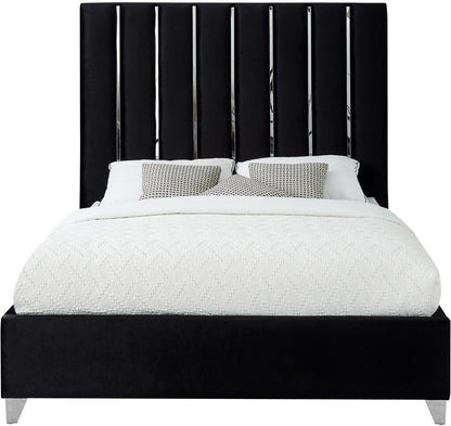 Meridian Furniture - Enzo Black Velvet King Bed - EnzoBlack-K veiw 3