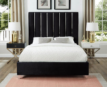 Meridian Furniture - Enzo Black Velvet King Bed - EnzoBlack-K veiw 4