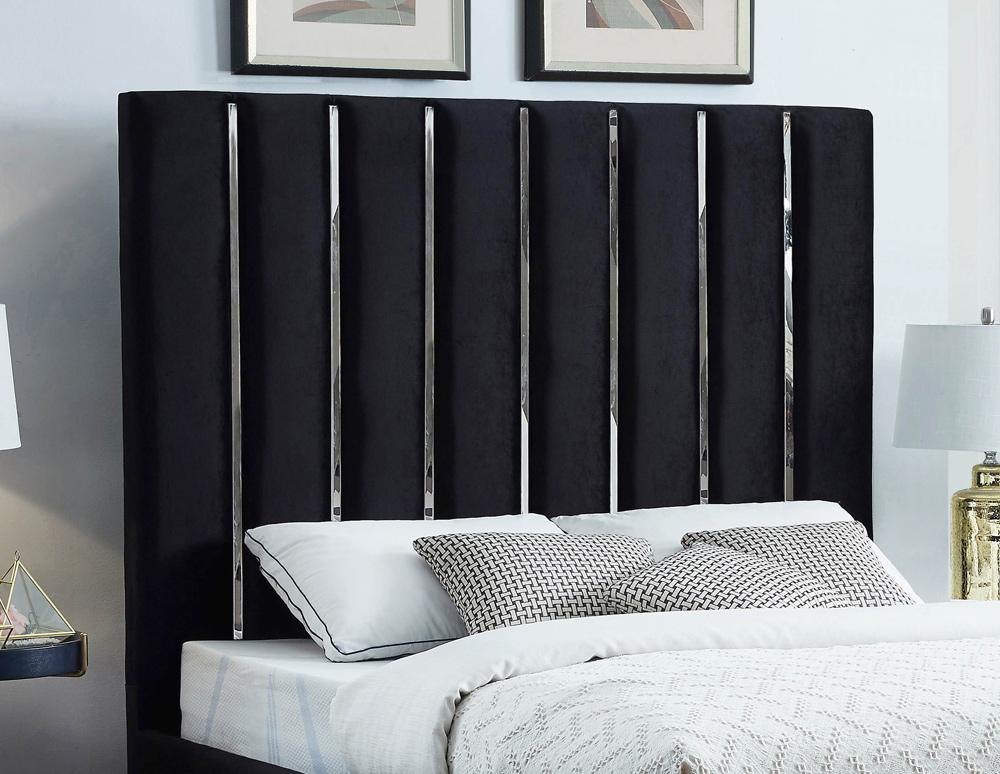 Meridian Furniture - Enzo Black Velvet King Bed - EnzoBlack-K veiw 5