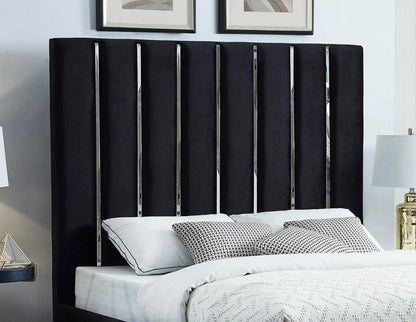 Meridian Furniture - Enzo Black Velvet Queen Bed - EnzoBlack-Q veiw 5