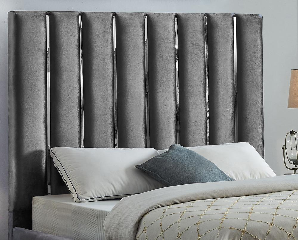 Meridian Furniture - Enzo Grey Velvet King Bed - EnzoGrey-K veiw 5