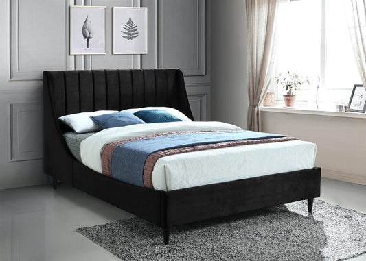 Meridian Furniture - Eva Black Velvet Full Bed - EvaBlack-F veiw 2