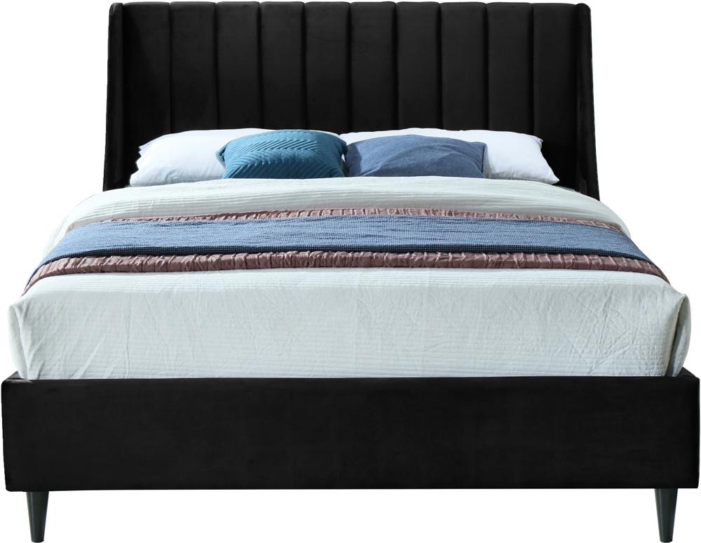 Meridian Furniture - Eva Black Velvet Full Bed - EvaBlack-F veiw 3