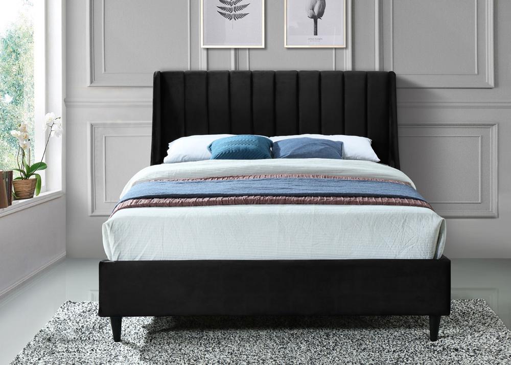 Meridian Furniture - Eva Black Velvet Full Bed - EvaBlack-F veiw 4