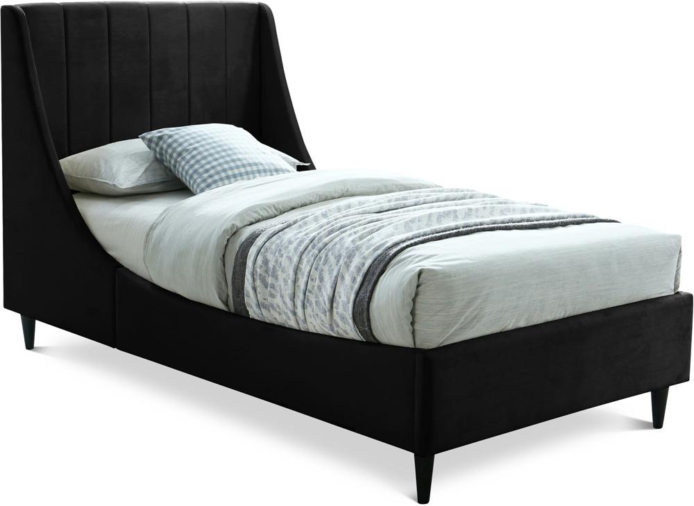 Meridian Furniture - Eva Black Velvet Twin Bed - EvaBlack-T veiw 1
