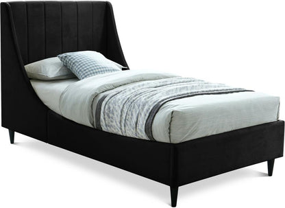 Meridian Furniture - Eva Black Velvet Twin Bed - EvaBlack-T veiw 1