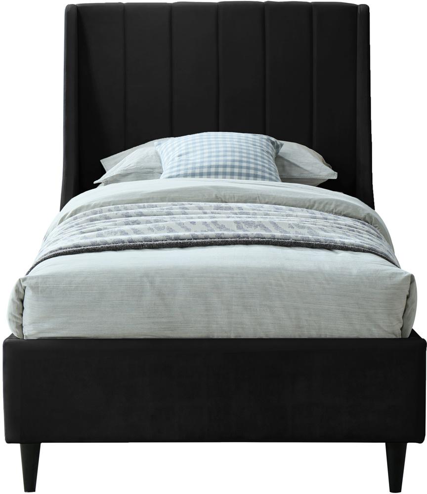 Meridian Furniture - Eva Black Velvet Twin Bed - EvaBlack-T veiw 3