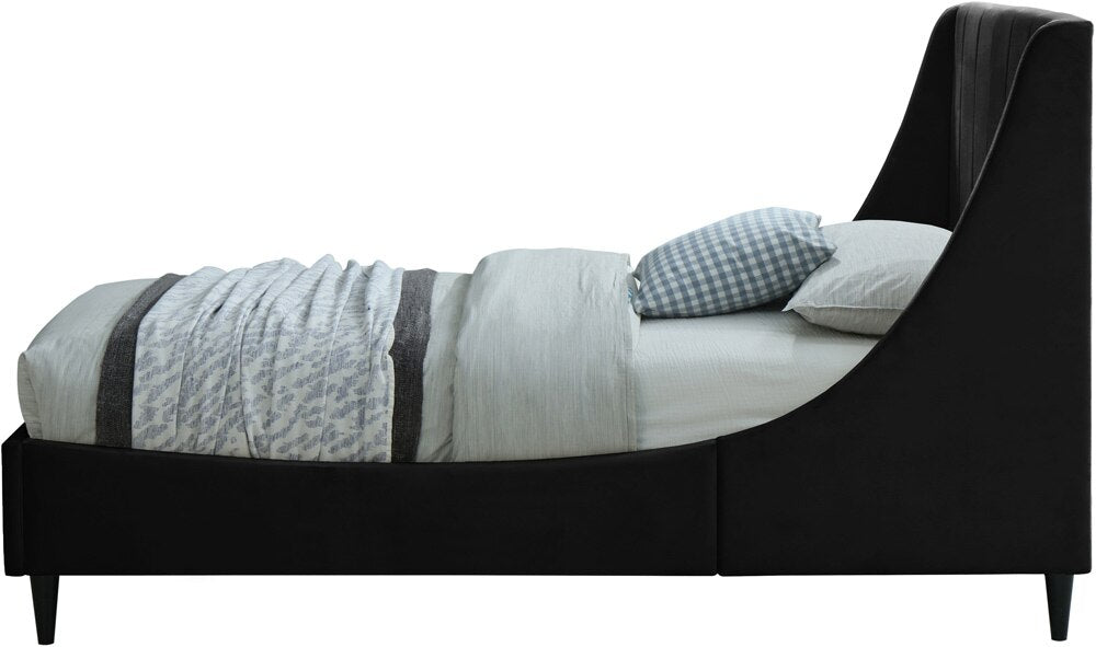Meridian Furniture - Eva Black Velvet Twin Bed - EvaBlack-T veiw 5