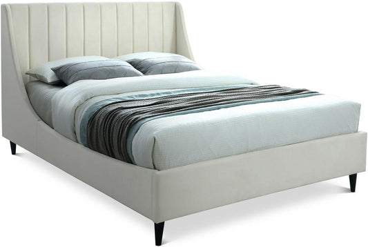 Meridian Furniture - Eva Cream Velvet Full Bed - EvaCream-F veiw 1