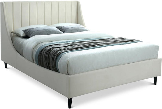 Meridian Furniture - Eva Cream Velvet Queen Bed - EvaCream-Q veiw 1