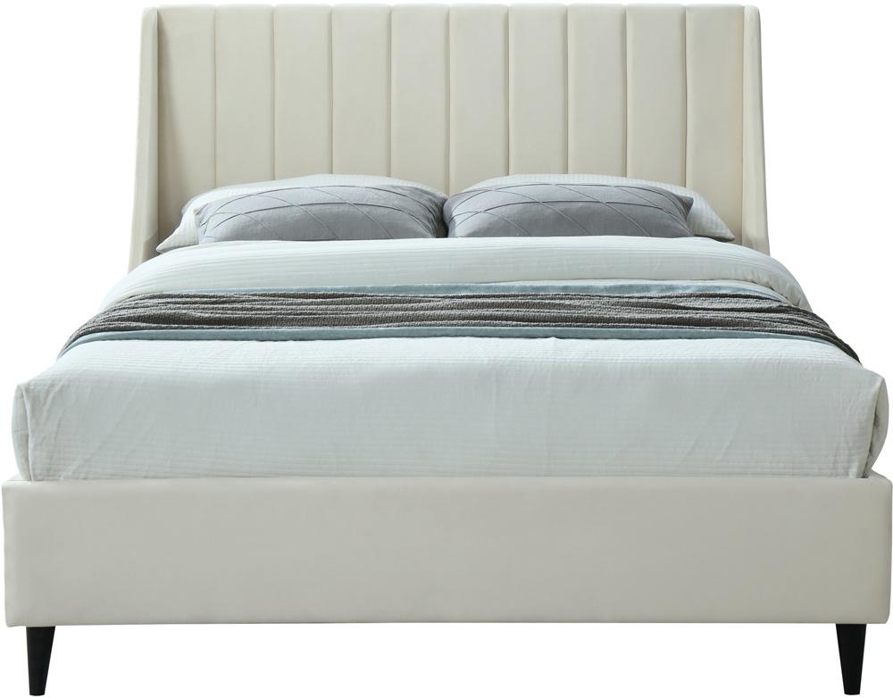 Meridian Furniture - Eva Cream Velvet Queen Bed - EvaCream-Q veiw 3