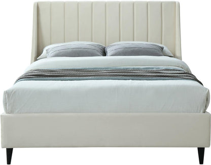 Meridian Furniture - Eva Cream Velvet Queen Bed - EvaCream-Q veiw 3