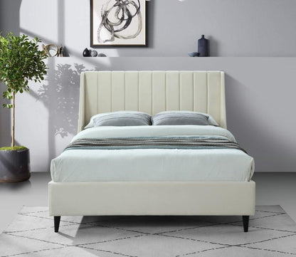 Meridian Furniture - Eva Cream Velvet Queen Bed - EvaCream-Q veiw 4
