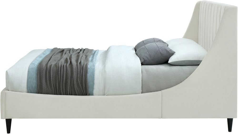 Meridian Furniture - Eva Cream Velvet Queen Bed - EvaCream-Q veiw 5