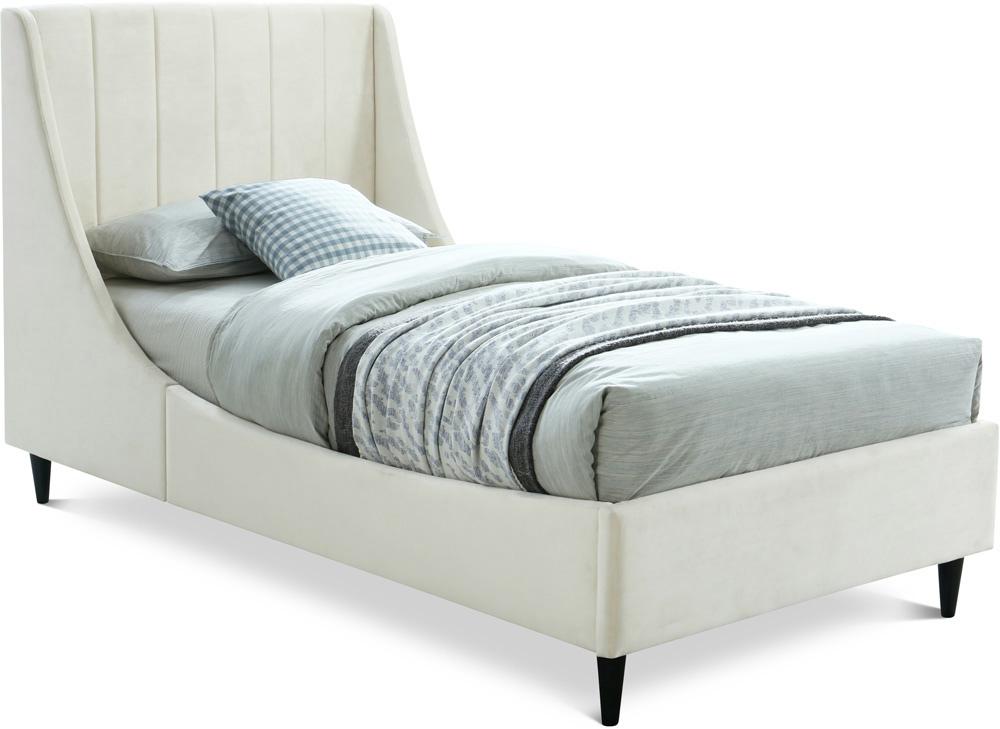 Meridian Furniture - Eva Cream Velvet Twin Bed - EvaCream-T veiw 1