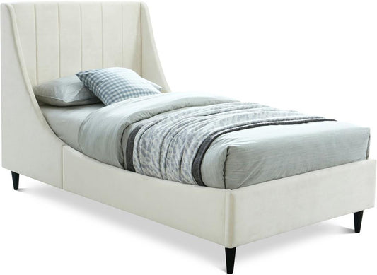 Meridian Furniture - Eva Cream Velvet Twin Bed - EvaCream-T veiw 1