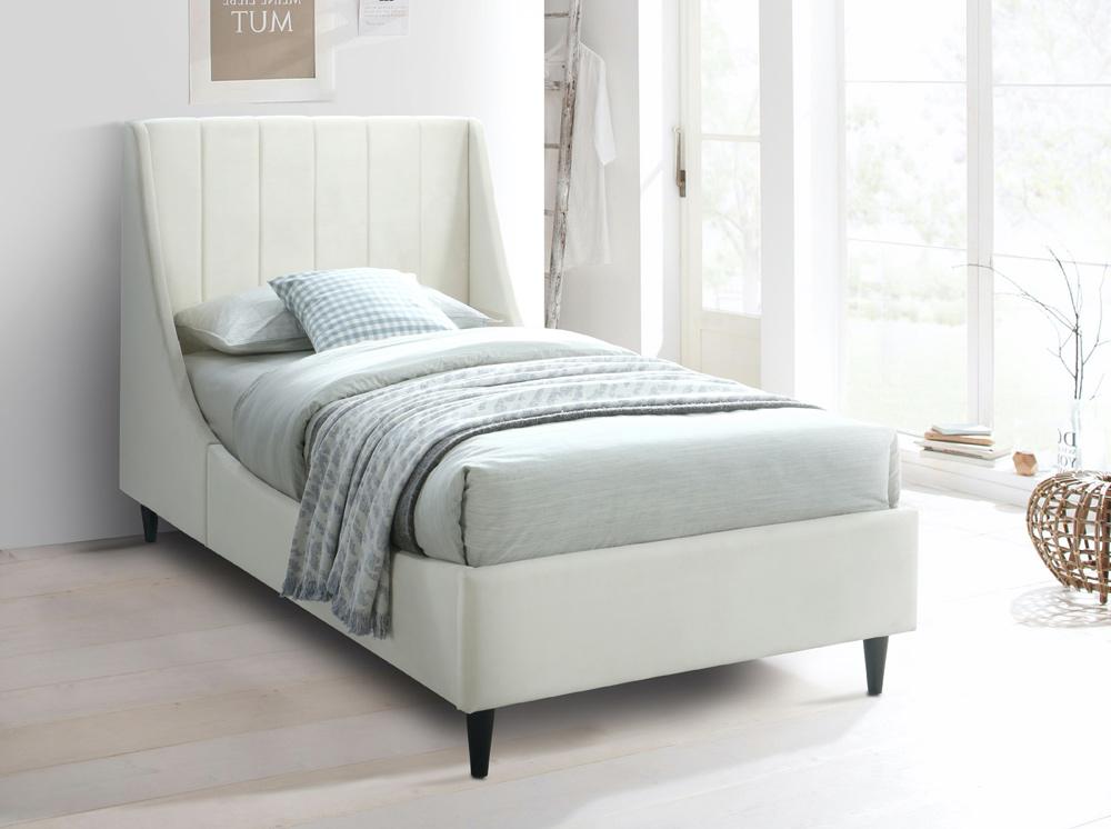 Meridian Furniture - Eva Cream Velvet Twin Bed - EvaCream-T veiw 2