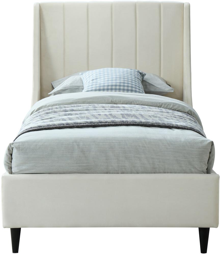 Meridian Furniture - Eva Cream Velvet Twin Bed - EvaCream-T veiw 3