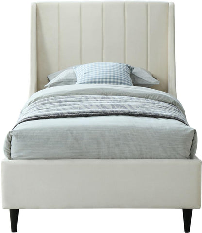 Meridian Furniture - Eva Cream Velvet Twin Bed - EvaCream-T veiw 3