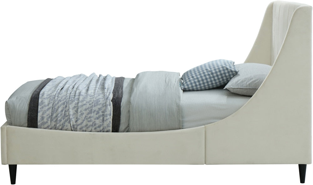 Meridian Furniture - Eva Cream Velvet Twin Bed - EvaCream-T veiw 5