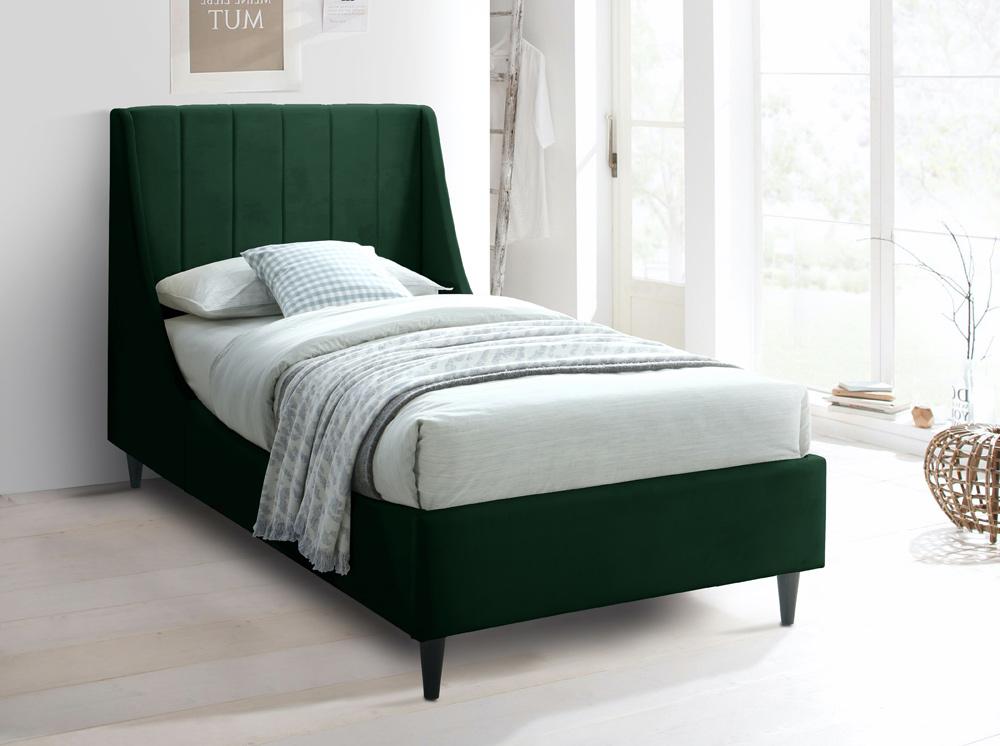 Meridian Furniture - Eva Green Velvet Twin Bed - EvaGreen-T veiw 2