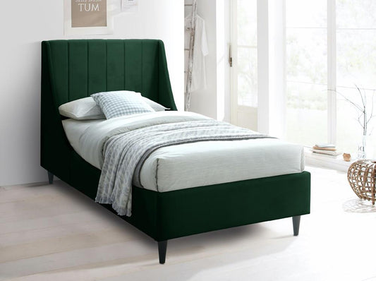 Meridian Furniture - Eva Green Velvet Twin Bed - EvaGreen-T veiw 2
