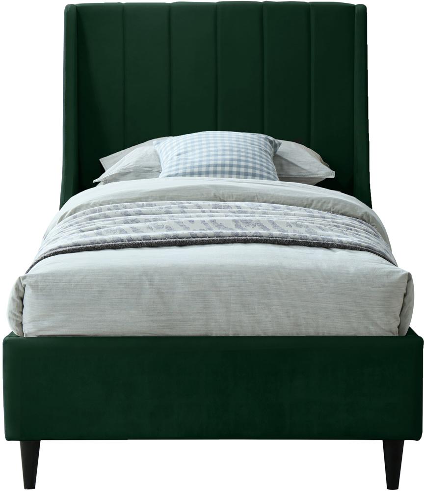 Meridian Furniture - Eva Green Velvet Twin Bed - EvaGreen-T veiw 3