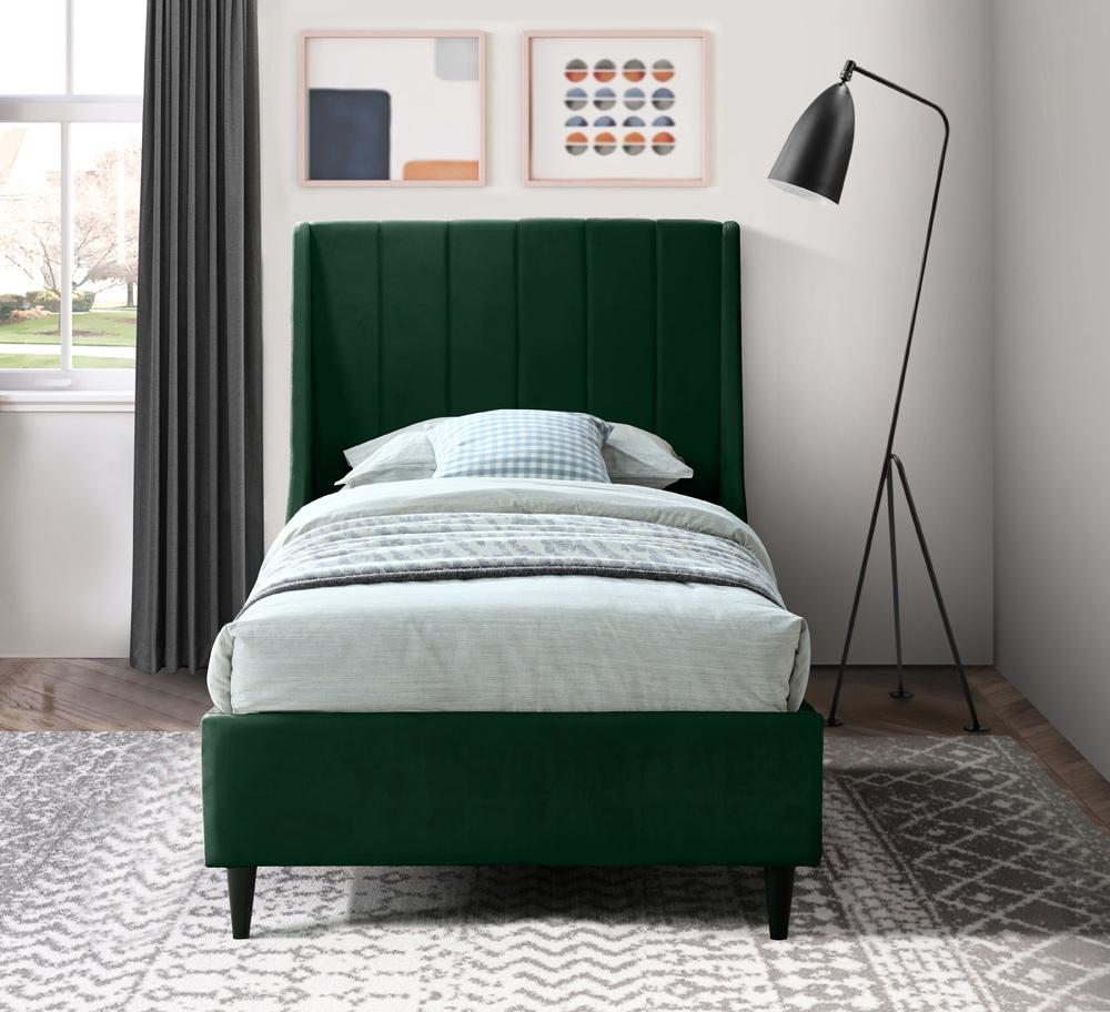 Meridian Furniture - Eva Green Velvet Twin Bed - EvaGreen-T veiw 4