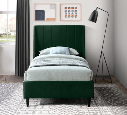 Meridian Furniture - Eva Green Velvet Twin Bed - EvaGreen-T veiw 4