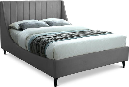 Meridian Furniture - Eva Grey Velvet Queen Bed - EvaGrey-Q veiw 1