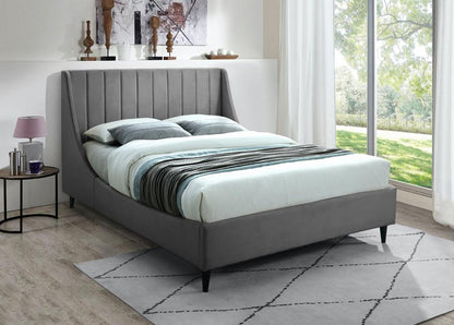 Meridian Furniture - Eva Grey Velvet Queen Bed - EvaGrey-Q veiw 2