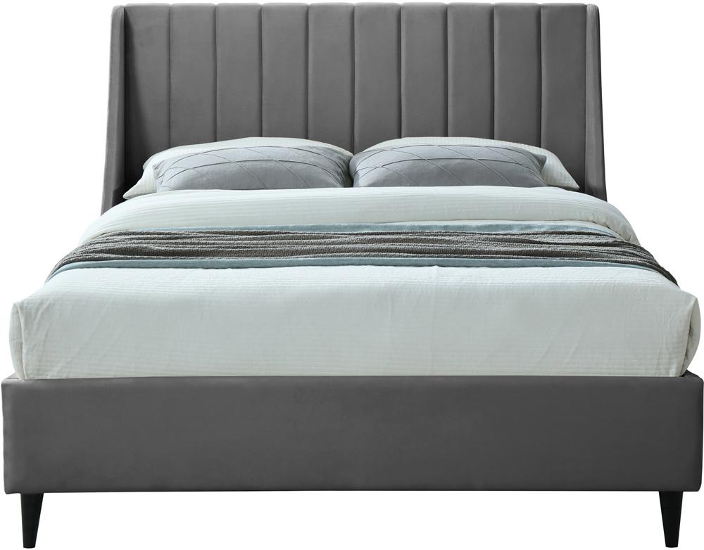 Meridian Furniture - Eva Grey Velvet Queen Bed - EvaGrey-Q veiw 3