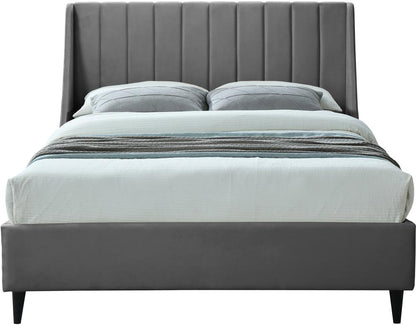 Meridian Furniture - Eva Grey Velvet Queen Bed - EvaGrey-Q veiw 3
