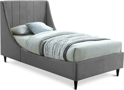 Meridian Furniture - Eva Grey Velvet Twin Bed - EvaGrey-T veiw 1